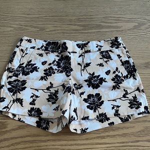 J. Crew Floral Print Beige, Black & White Women's Shorts